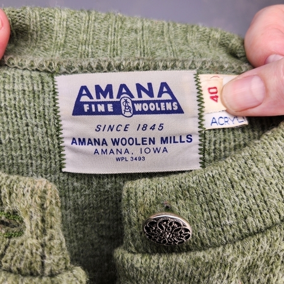 Vintage Green Fair Isle Knit Cardigan Cozy Sweater Medium - Picture 10 of 12